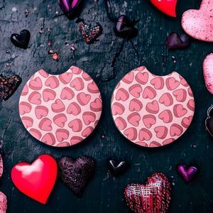 Pink Hearts Car Coaster 2 Pack | Car Accessories